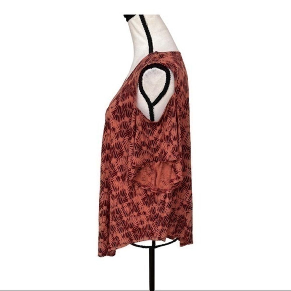 We the Free You So Fancy Printed Cold Shoulder Top S Rusty Red Linen Blend Boho - Picture 2 of 7